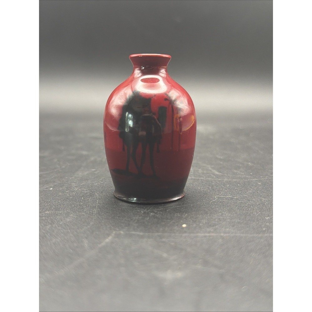 Royal Doulton Flambe Desert Scene Miniature Vase Camel Rider 2.25" England